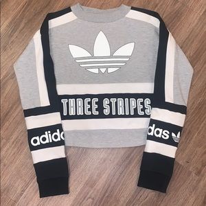 Adidas 3 stripe cropped sweater